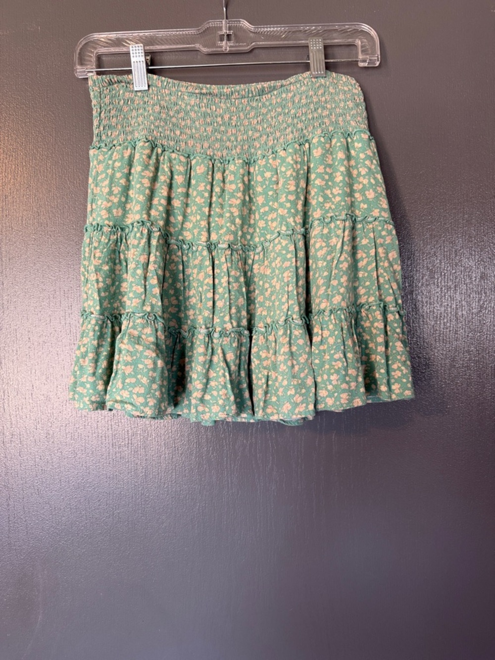 American Eagle Outfitters Mint Green Floral Tiered Skirt